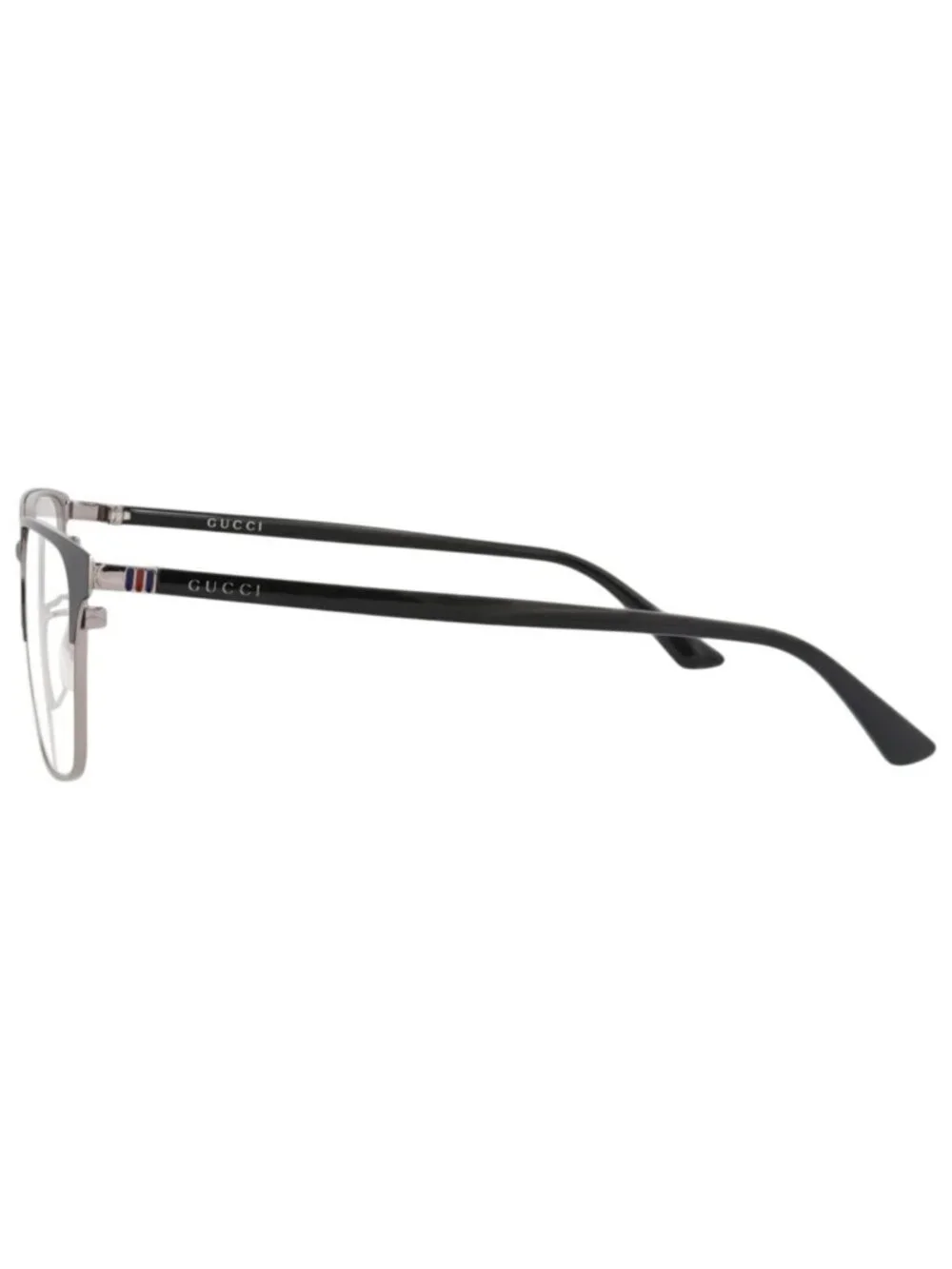 New Gucci Women's Eyeglasses Square Rectangle Metal Frame Mens Ruthenium Black